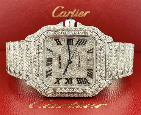 cartier santos diamond iced